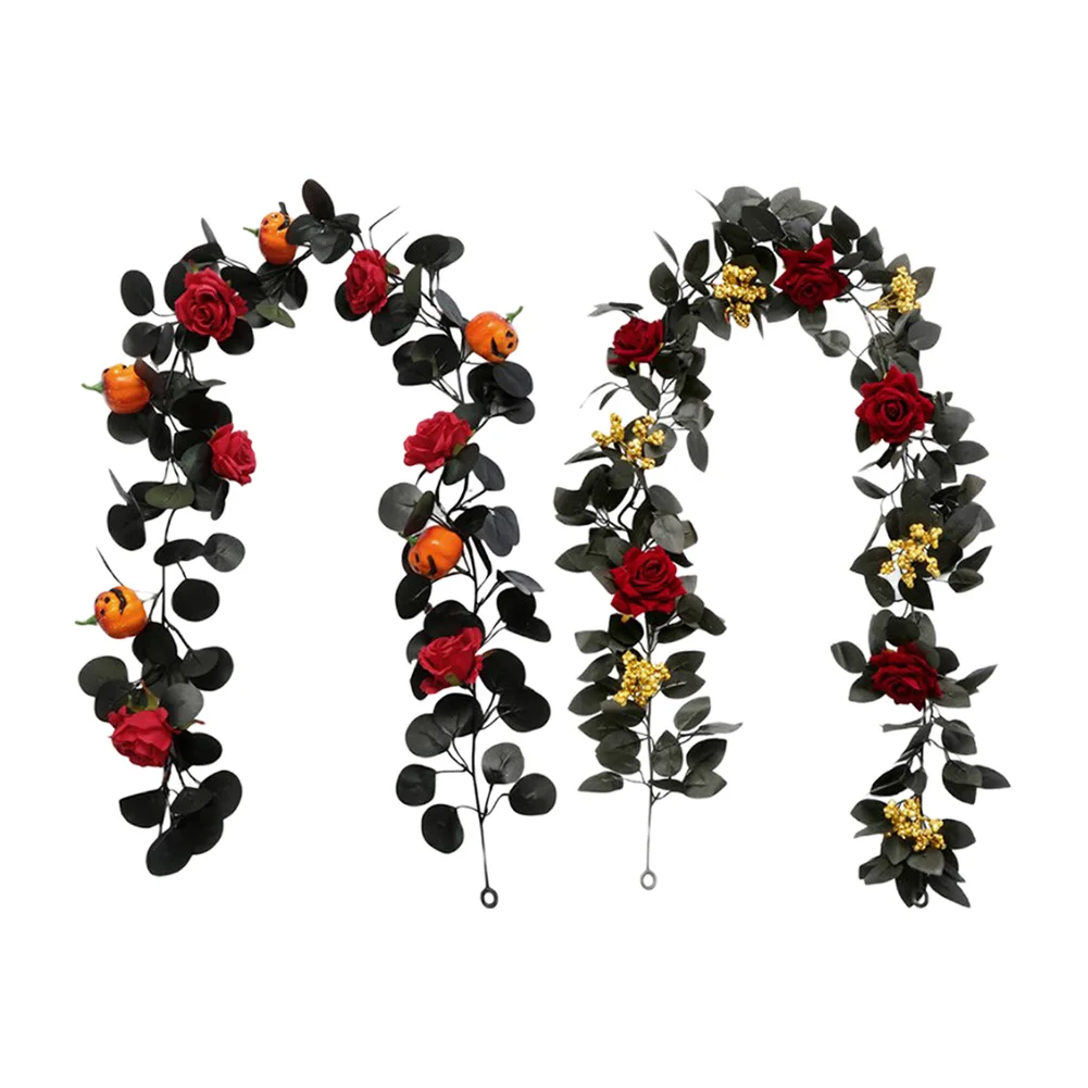 

175cm Halloween Flower Garland Decorations Artificial Rose Vines Flowers Wreaths Fake Ivy Real Touch Silk Plastic Leaf For Deoc