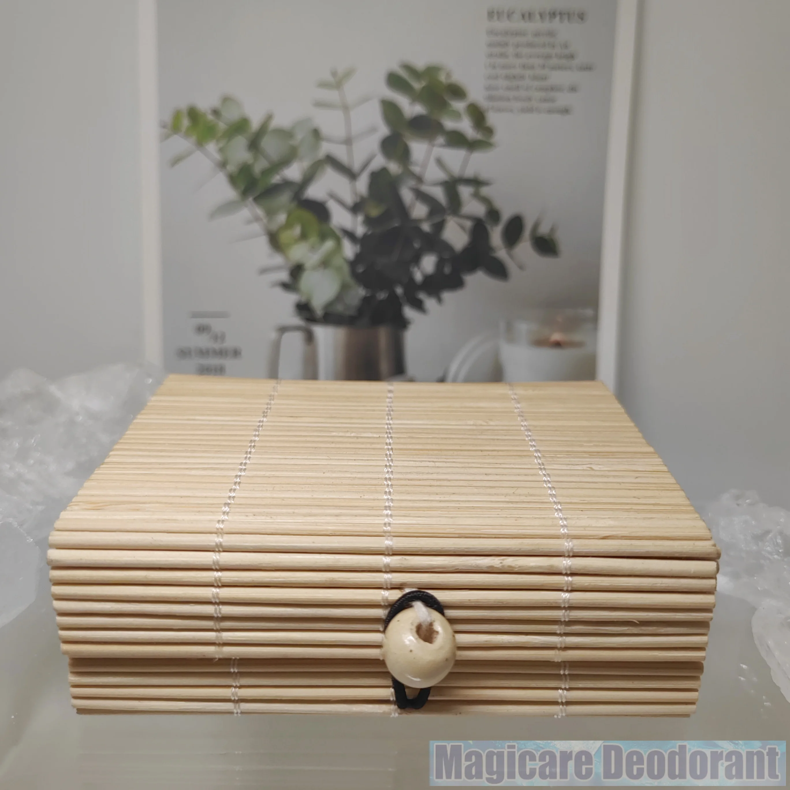 Caja de bambú Degradable de 156G, bloque de alumbre, piedra antitranspirante, desodorante de cristal 100% Natural