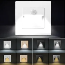 Luz nocturna con Sensor de movimiento infrarrojo para interiores y exteriores, lámpara de pared de paso de escalera, luz LED empotrada de 3W, decoración de dormitorio de escalera