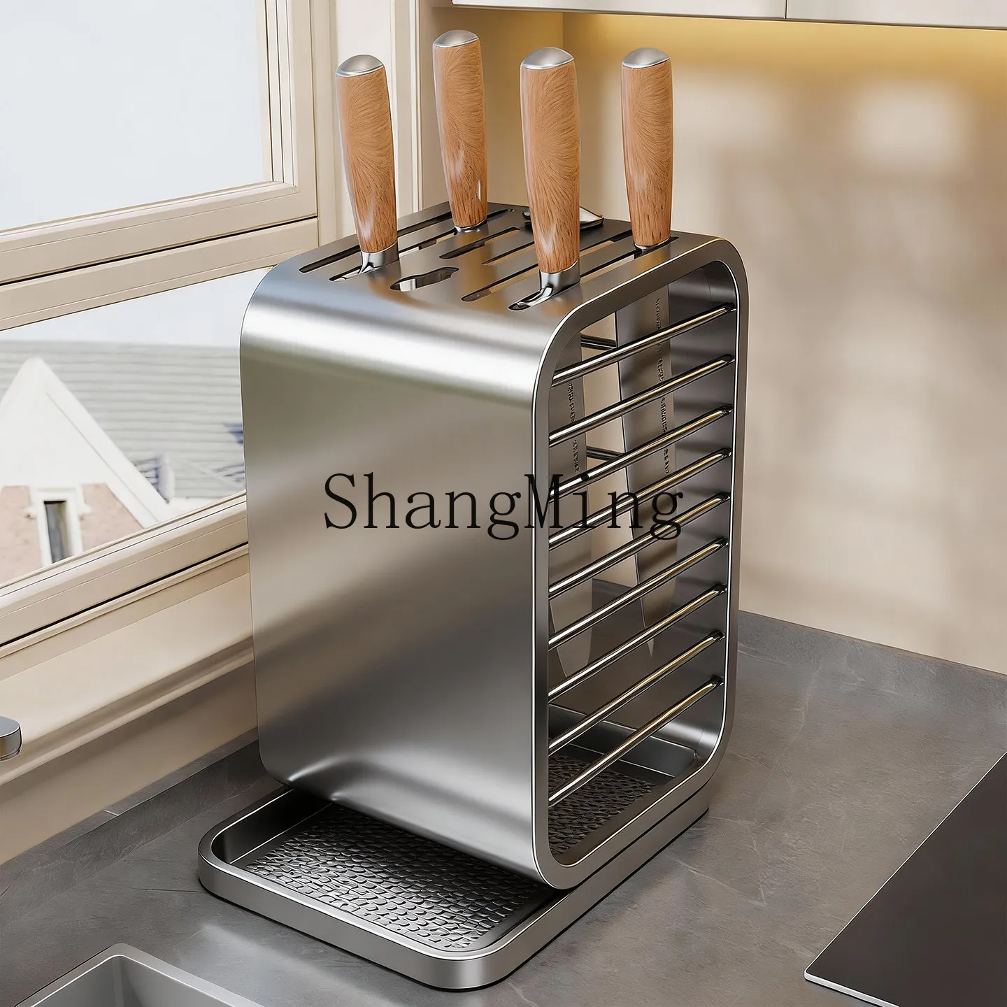

PYH Countertop Stainless Steel Shelf Kitchen Rack Chopsticks Cage Integrated Storage Rack Vegetable Fruit
