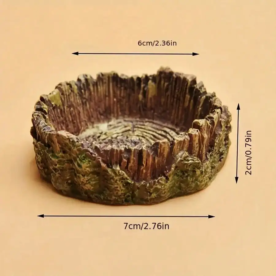 1 pcs Tree Stump  Shaped Reptile Food  Water Bowl Resin Terrarium Decor for Lizards Snakes Small or Large Sizes