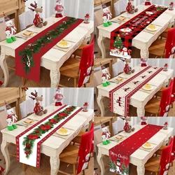 Christmas Table Runner Merry Christmas Decoration for Home Xmas Party Decor 2024 Navidad Notal Noel Ornament Happy New Year 2025