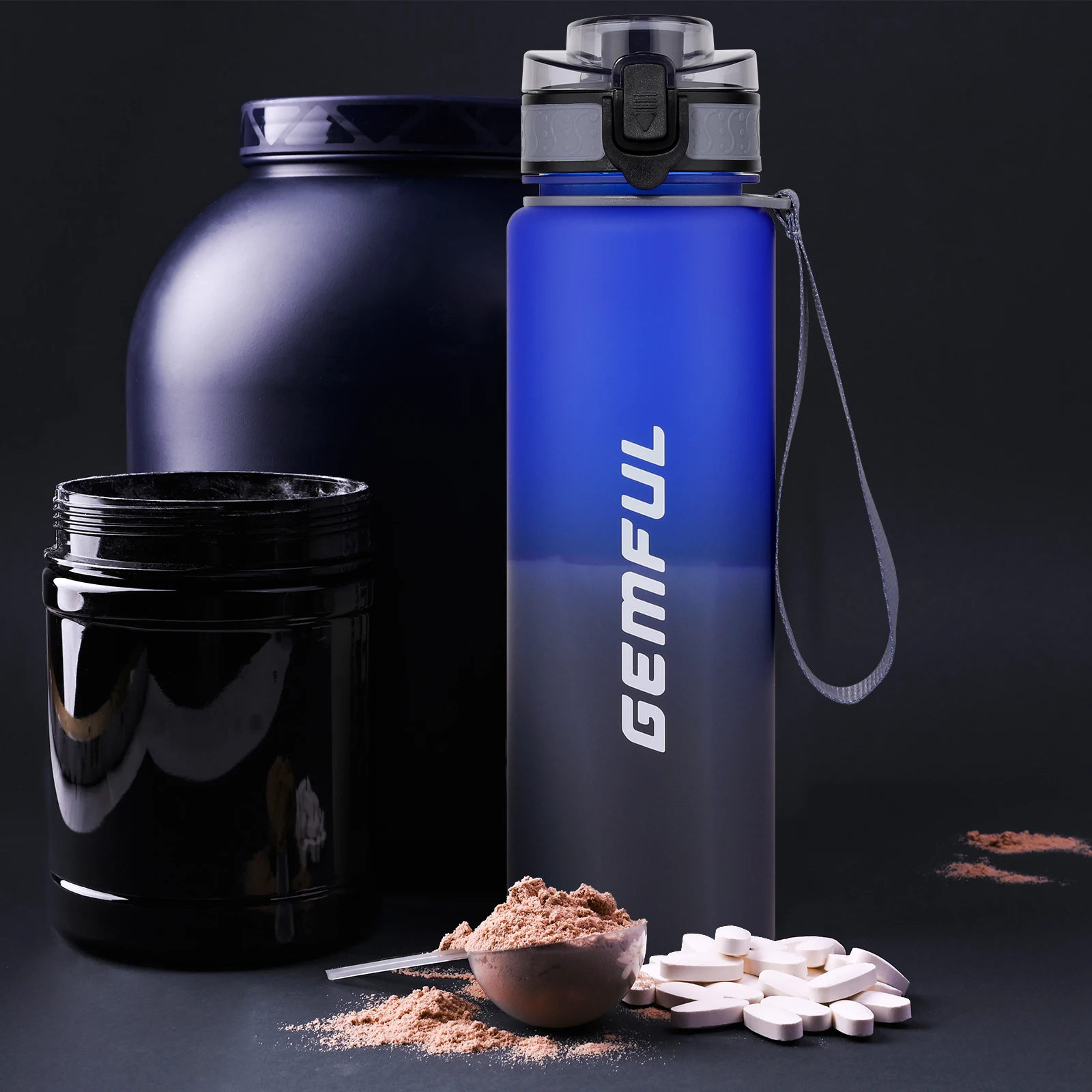 Sports Water Bottle with Shaker Ball 1000ml Bpa Free Tritan Powder Mixing Cup Portable Leakproof for Fitness Workout Drinkware