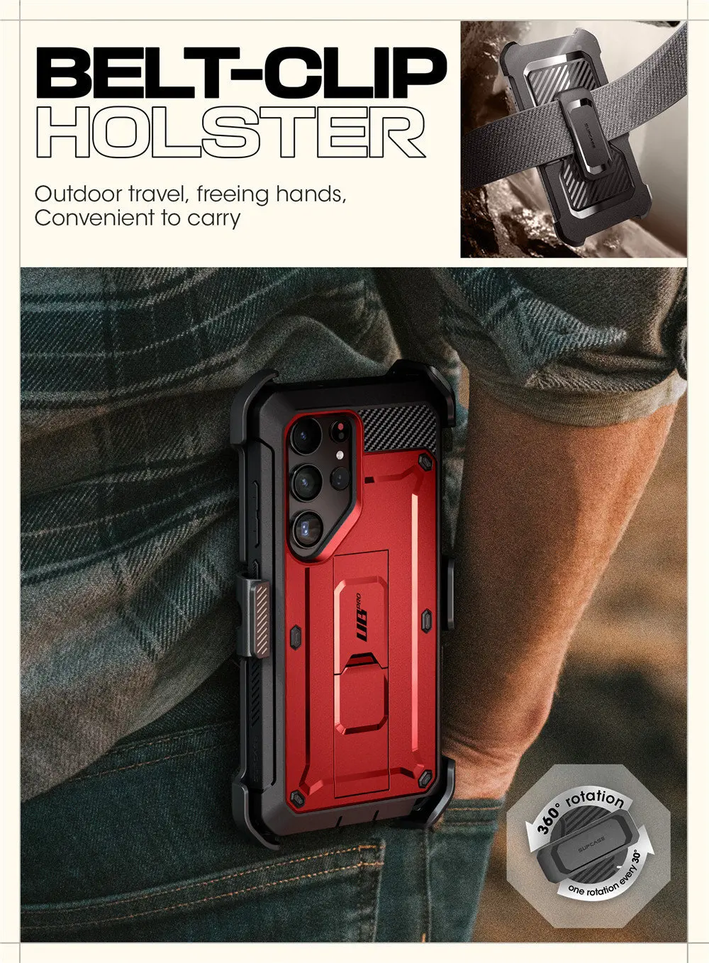 SUPCASE For Samsung Galaxy S24 Ultra Case UB Pro Full-Body Dual Layer Rugged Belt-Clip Phone Case with Built-in Screen Protector