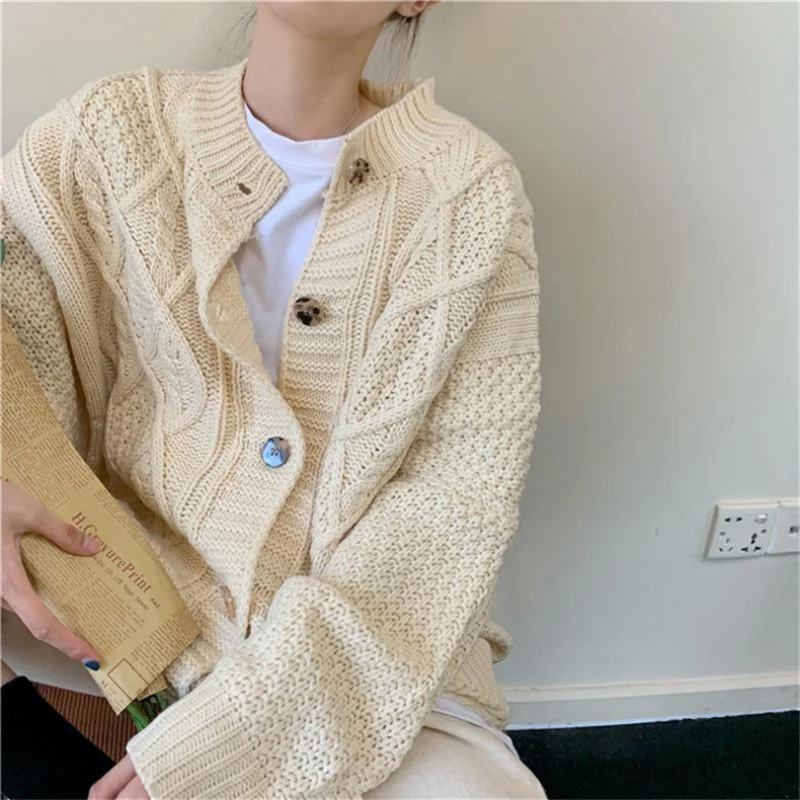 Cárdigan holgado de punto grueso para mujer, abrigo de estilo coreano, ropa exterior, otoño e invierno, novedad de 2023