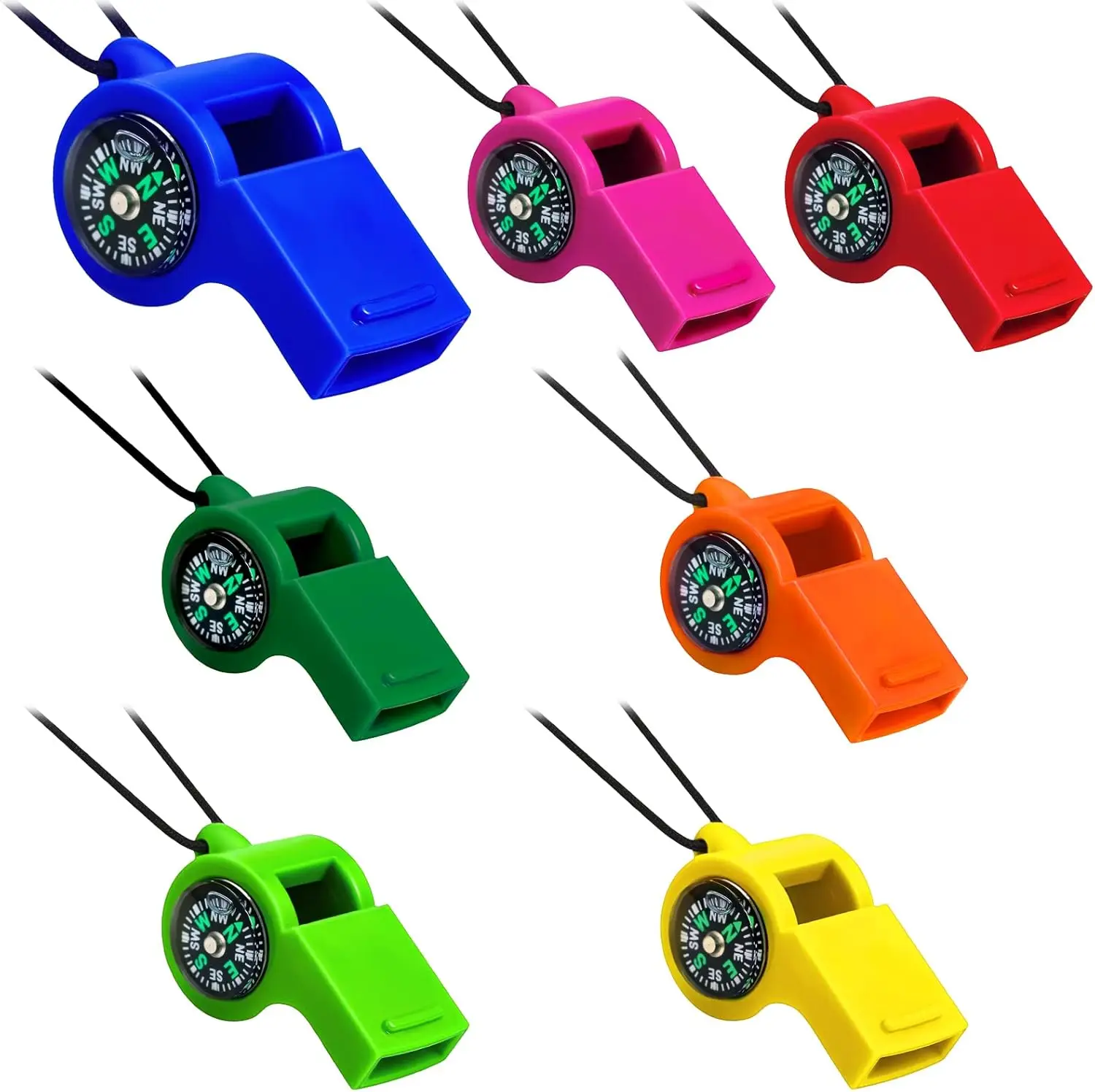 

7 Pack 2-in-1 Whistle Compass Set, Loud Emergency Survival Whistles with Lanyard for Hiking Camping Boating Hunting