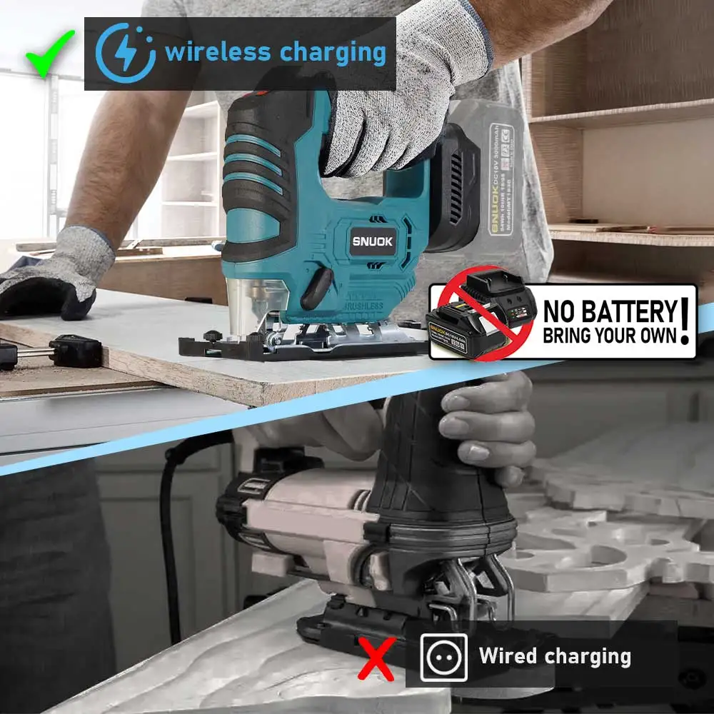 SNUOK-máquina desnuda, sierra curva sin escobillas, herramienta eléctrica, abrazadera inalámbrica de mano, mango de barril, rompecabezas para batería de litio Makita de 18V