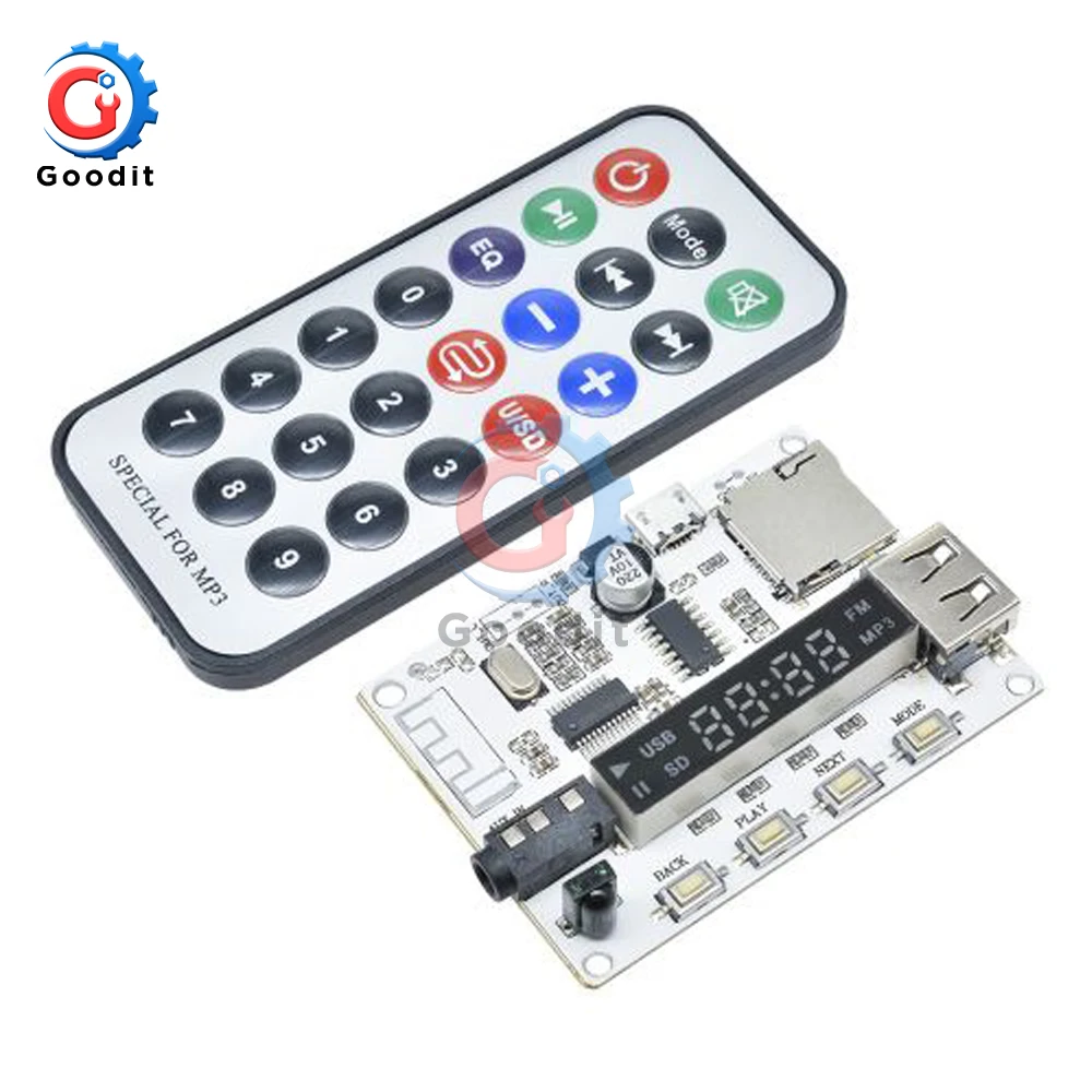 MP3 Decoder Board Decoding Player Module Bluetooth FM Radio USB TF Micro SD LCD Screen IR Infrared Remote Controller LED Digital