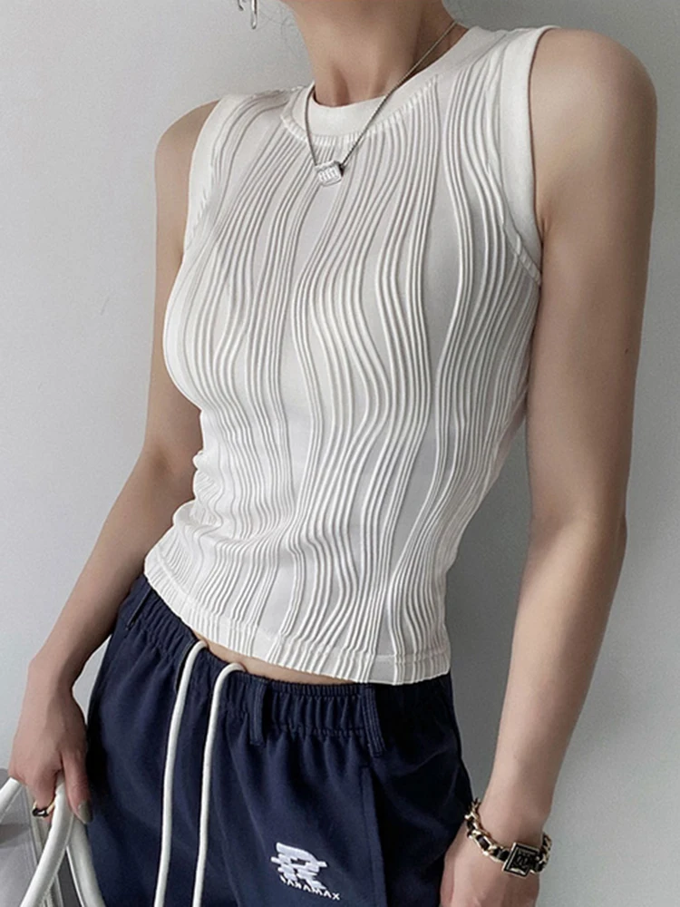 Women Sexy Knitted Vest Ribbed Slim Camis Sleeveless Round Neck Tank Tops 2026 Summer Female Casual Solid Color Basic Camisole