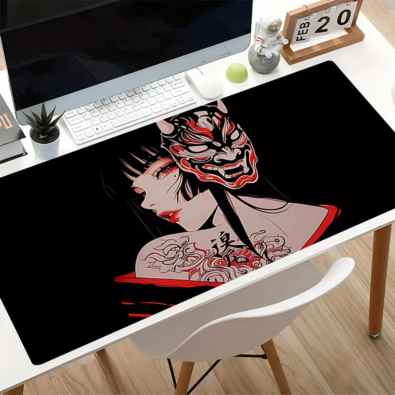 Ghost Mask Anime Mouse Pad Cool Carpet Professional Gaming Accessories Lock Edge Rubber Keyboard Desk Mat Game Keyboard Mousepad