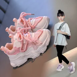 Girls Sneakers 2024 Children Casual Shoes Mesh Platform Designer Tennis Sneaker 6 To 12 Years Kids Sports Shoe for Girl