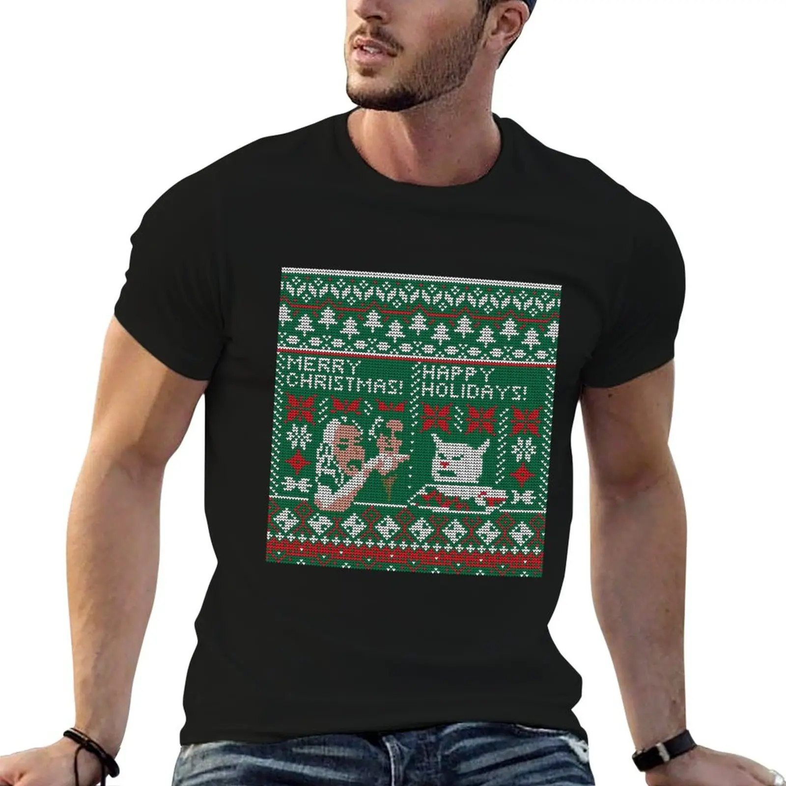 

Woman Yelling At Cat Meme Ugly Christmas Sweater T-Shirt man t shirts for men T-Shirt