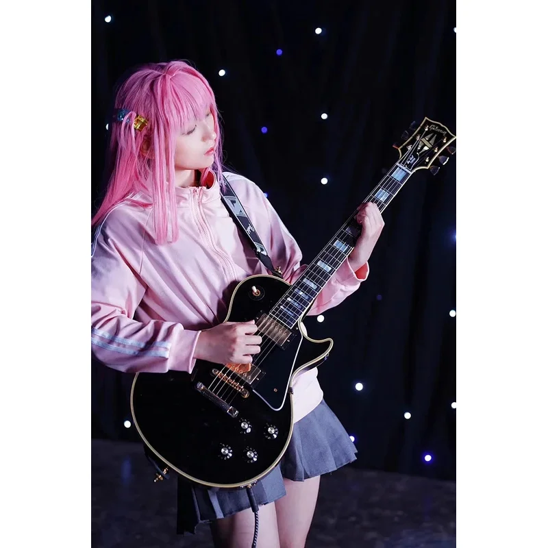 Hitori Gotoh เครื่องแต่งกายอะนิเมะ Bocchi The Rock คอสเพลย์สีชมพูเสื้อแจ็คเก็ตกระโปรงวิกผม JK สําหรับสาวผู้หญิง Party Carnival Roleplay