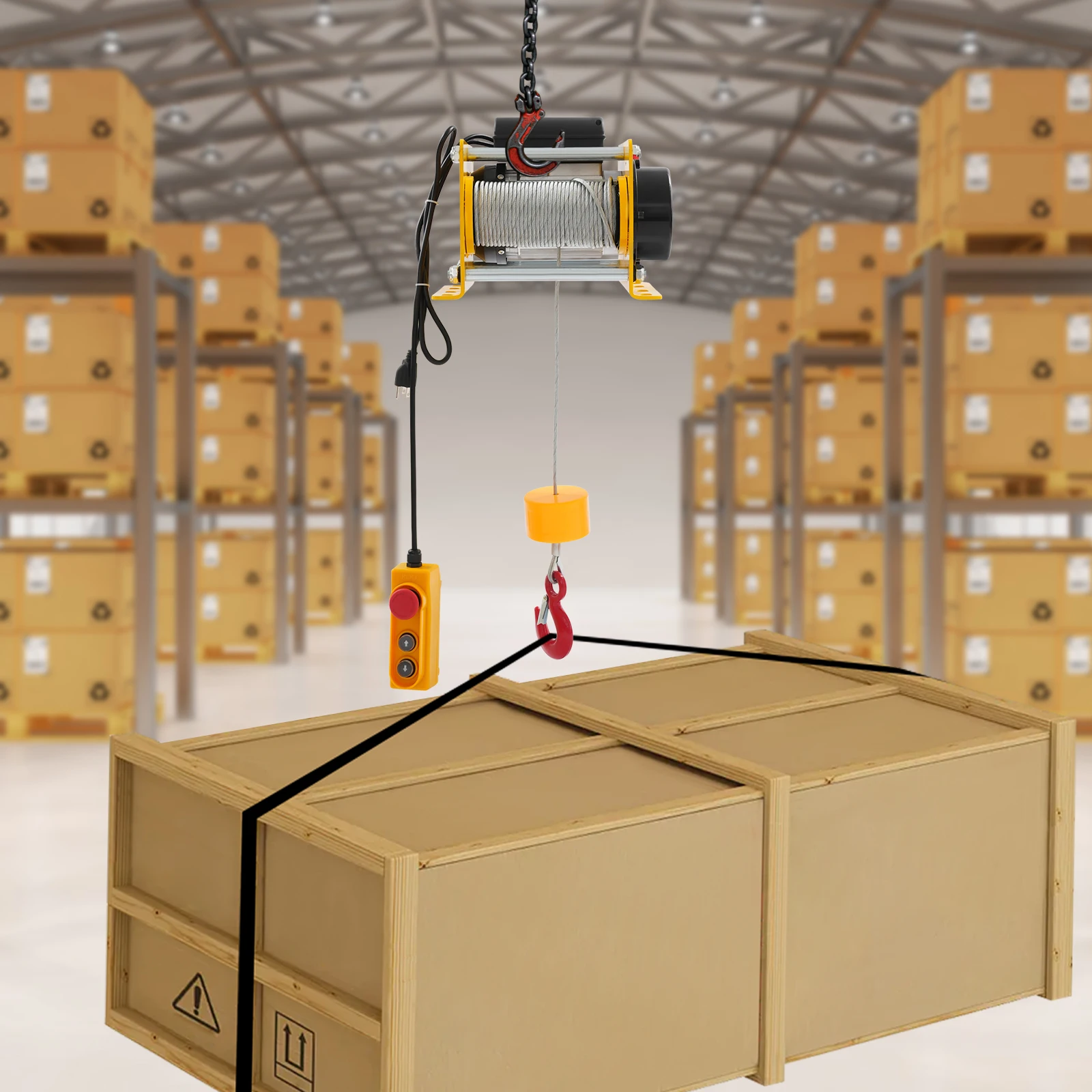 رافعة كهربائية، قوة 1 كيلو وات، سرعة 2800 دورة في الدقيقة، تحكم مريح لتركيب تكييف الهواء، تجديد المنزل، التعامل مع البضائع