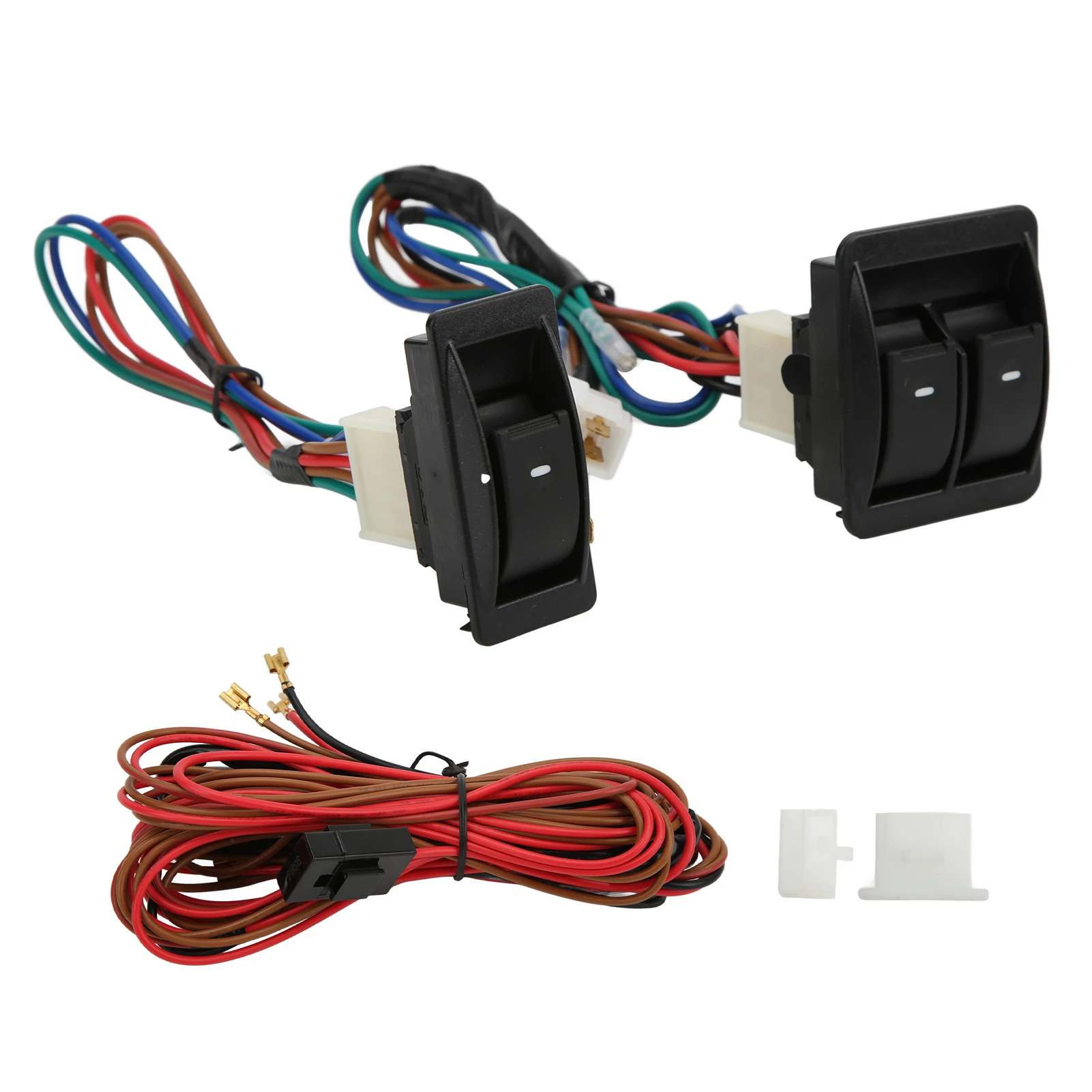 5 stks Universele Auto Power Elektrische Raam Schakelaar Regulator Kits met Kabelboom voor 2 Deuren