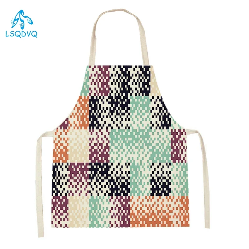 Adult Kids Kitchen Aprons Household Abstract Geometry Print Home Cooking Baking Aprons for Women Cleaning Supplies