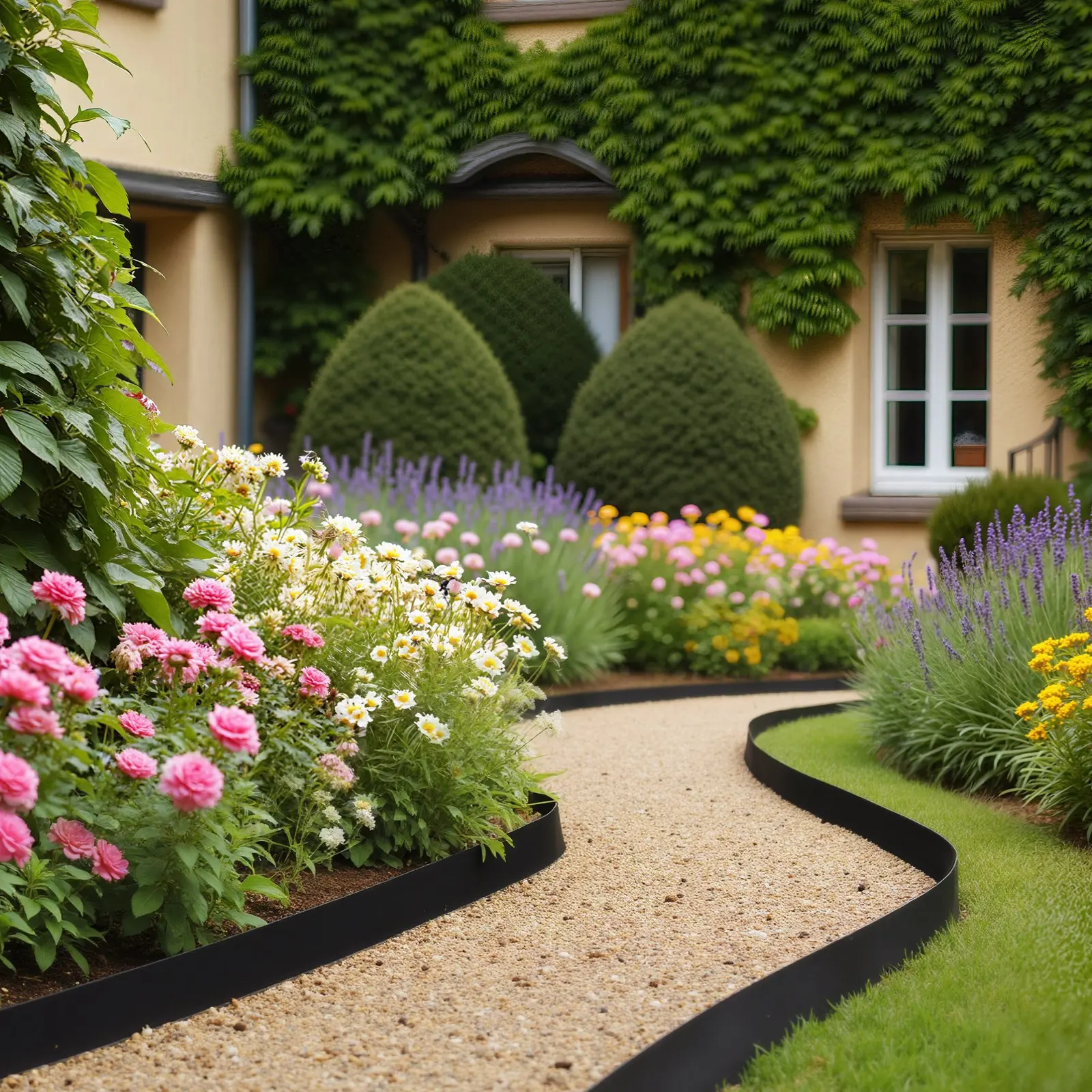 

Landscape Edging, 33 ft x 4 in Plastic Garden Border Edging with 30 Spikes & 2 Ground Stakes, No Dig, Flexible Lawn Edgings R