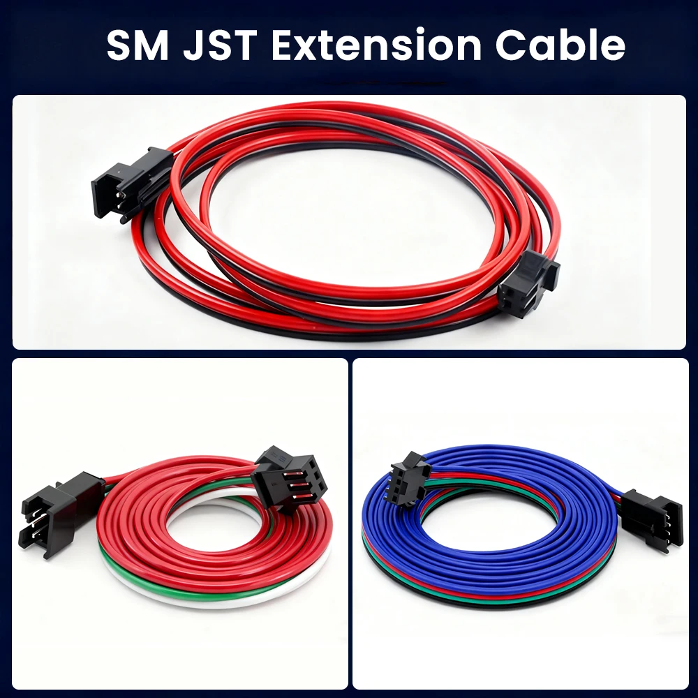LED Extension Cable 22AWG Electric Wire 2Pin 3Pin 4Pin 5Pin Male Female JST Connector for WS2811 WS2812 WS2813 Strip
