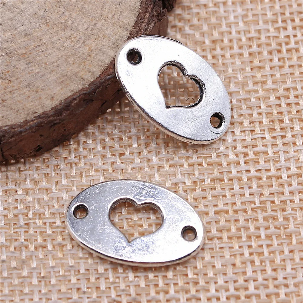 WYSIWYG 10pcs 13x20mm 2 Colors Heart Connector Charms Pendant For DIY Jewelry Making Handmade Jewelry Craft Findings