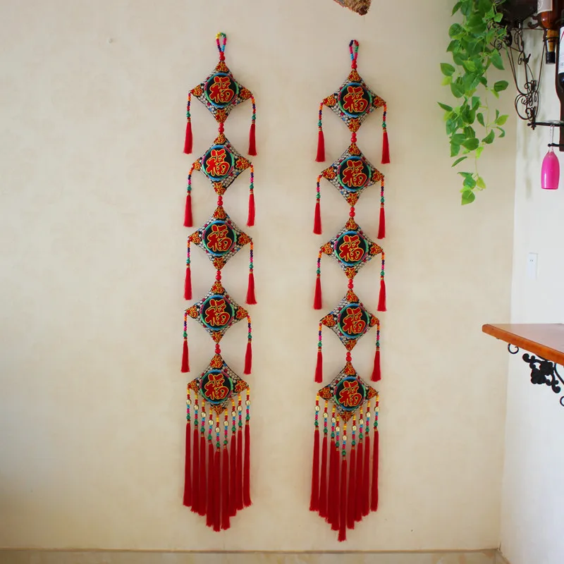

‌Bohemian Embroidery Wall Hanging, Festival Blessings Tapestry, Entryway Focal Decor, Hand-Stitched Cotton Canvas Art