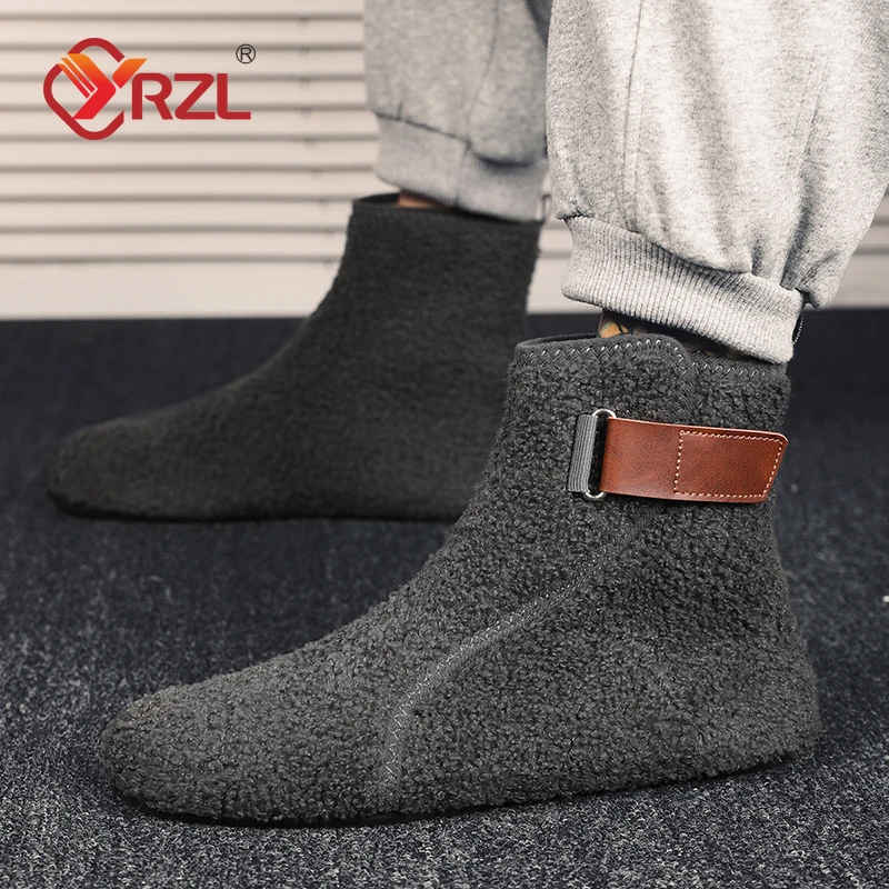 YRZL Scarpe invernali in cotone Stivaletti da uomo Slip caldi su pantofole leggere da uomo Mocassini in cotone per interni in peluche Scarpe calde invernali da uomo