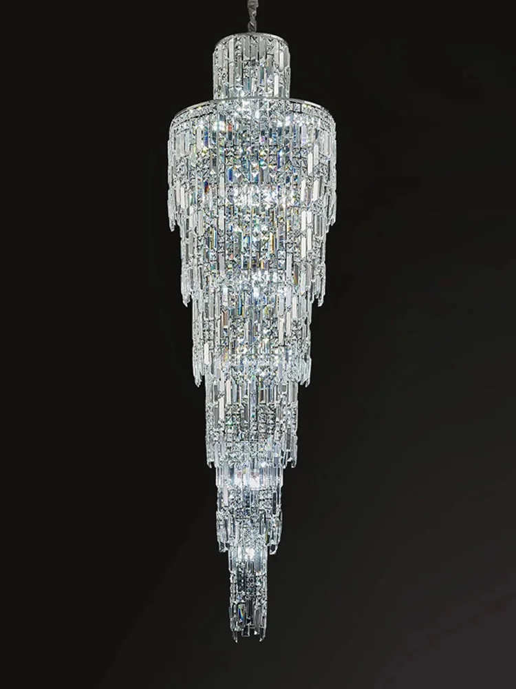 Light luxury designer chandelier, crystal lustre, gold/silver stainless steel body, ceiling hotel lighting luminaire