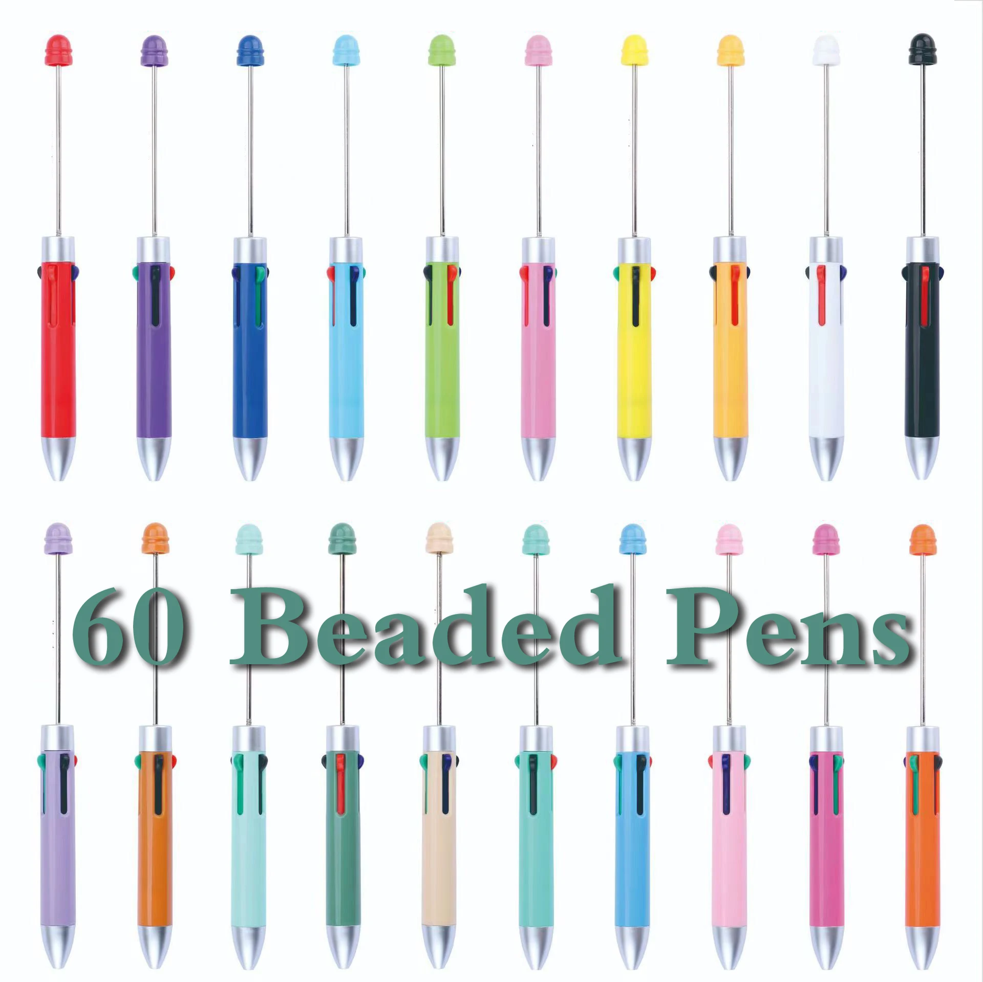 

60PCS Four-Colors Refill Beaded Ballpoint Pen DIY Beadable Pens Wedding Party Guest Gift Christmas New Year Gift Christmas