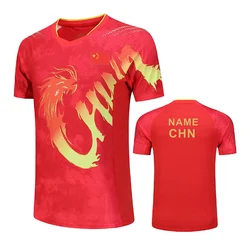 Custom Text logo 2024 CHINA Dragon uniform Championship team Table Tennis shirts shorts Men Women Child pingpong tshirt clothes