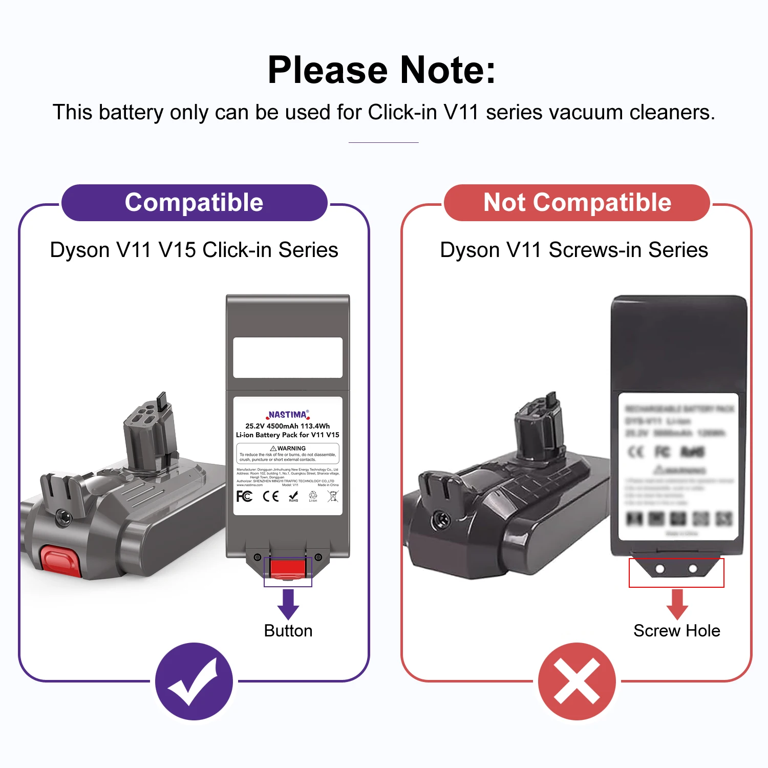 Dyson V11 V15 Li-ion Replacement Batteries 25.2V 4500mAh for V11 Absolute V11 Animal V11 Fluffy Extra Vacuum Cleaner Batteria