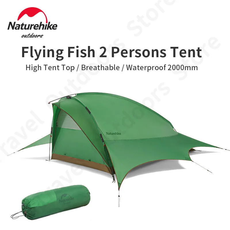 

Naturehike FLYING FISH Сверхлегкая палатка для кемпинга, уличная туристическая палатка для 2 человек, 20D силиконовый нейлон с бесплатным ковриком