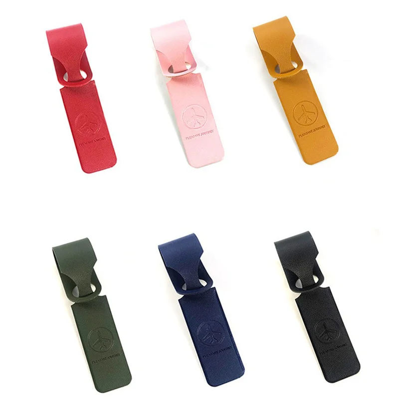 Luggage Tag cover PU Leather Suitcase ID Address Holder Baggage Boarding Tags Portable Label 6 color Creative Travel Accessories