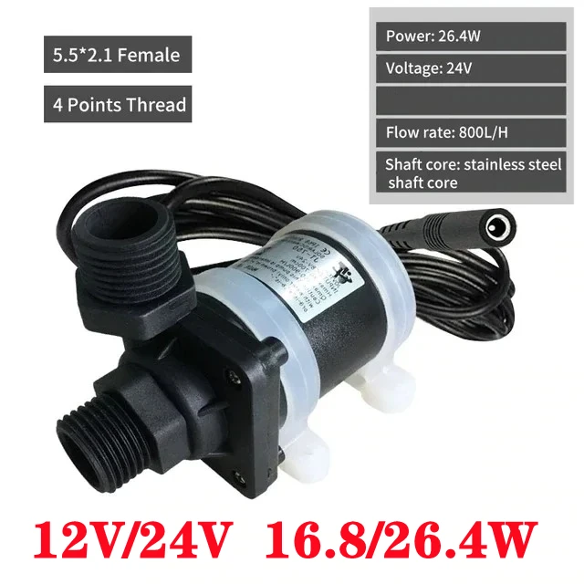 12V/24V Horizontal/Vertical Threaded Port Brushless DC Water Pump Floor Heating Water Heater Booster Water Pump Stainless Steel