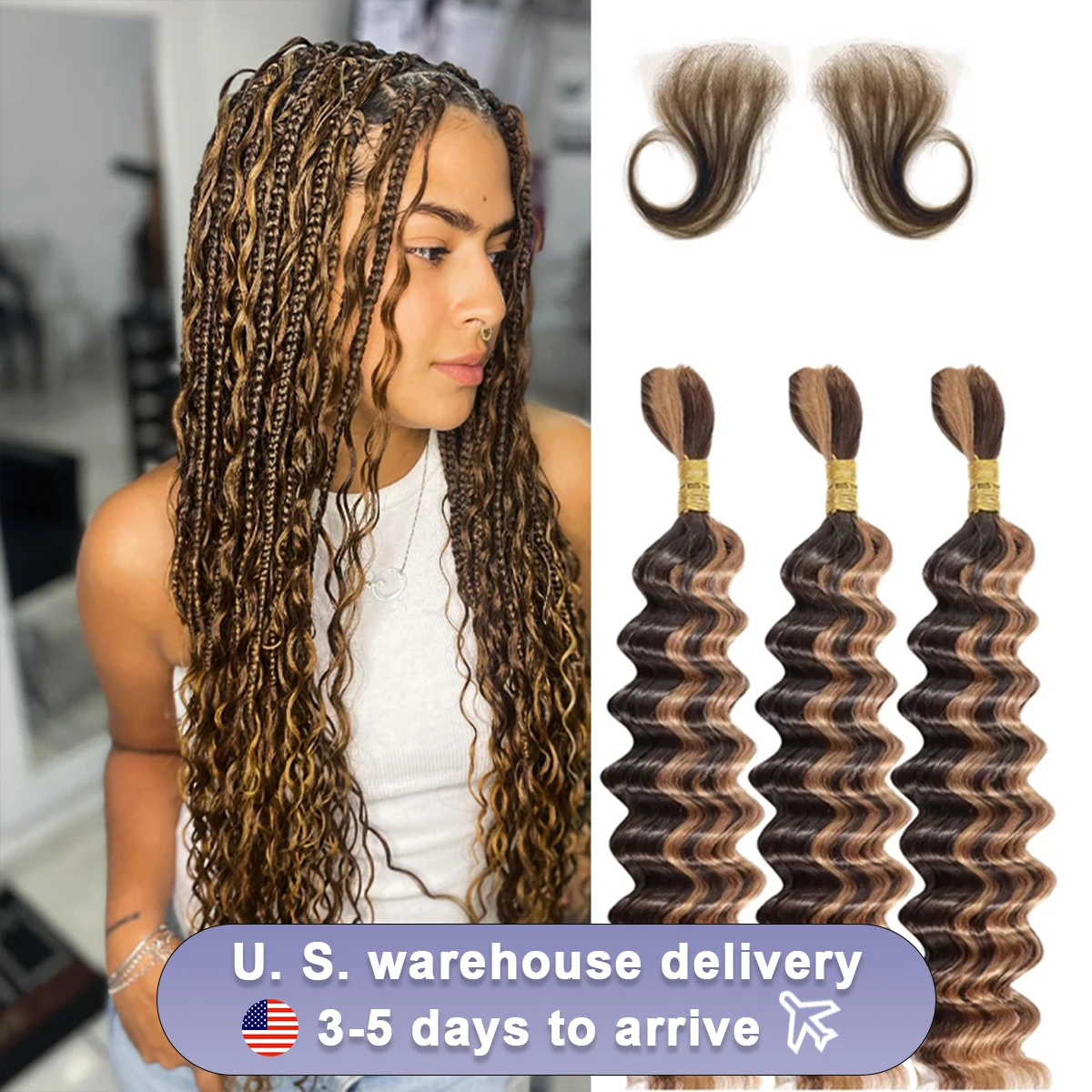 Deep Wave Bulk P4/27 human Bundles Hair 100 percent Human Hair Unprocessed Brazilian Virgin Hair for Human Hair Extensions