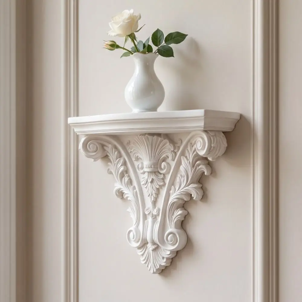 Creative 3D Printing Floating Shelf Carving Retro Wall Mounted Shelves Unique Decorative Wall Storage Rack Living Room