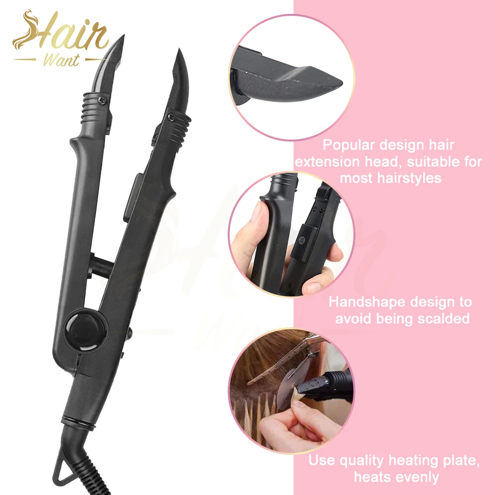 Hair Want Hair Connector Iron K Tip Hair Tools Fusion Heat Iron Connector Wand Temperature Adjustable Heating Keratin Bonding