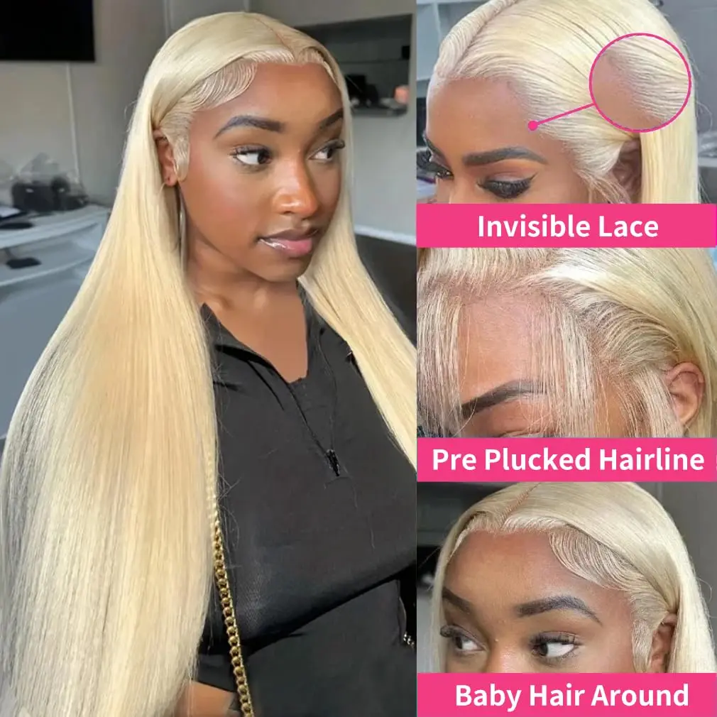 30 Inch 613 13x6 Lace Front Wig Human Hair 200 Density 613 Lace Front Wig Human Hair Straight Blonde Wig Human Hair Pre Plucked image 3