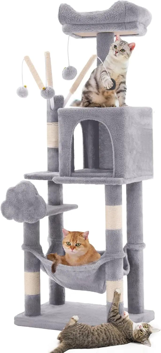 

44in Multi-Level Cat Tree for Indoor Kittens, Cat Furniture with Scratch Posts, Window Padded Plush Perch, Comfortable