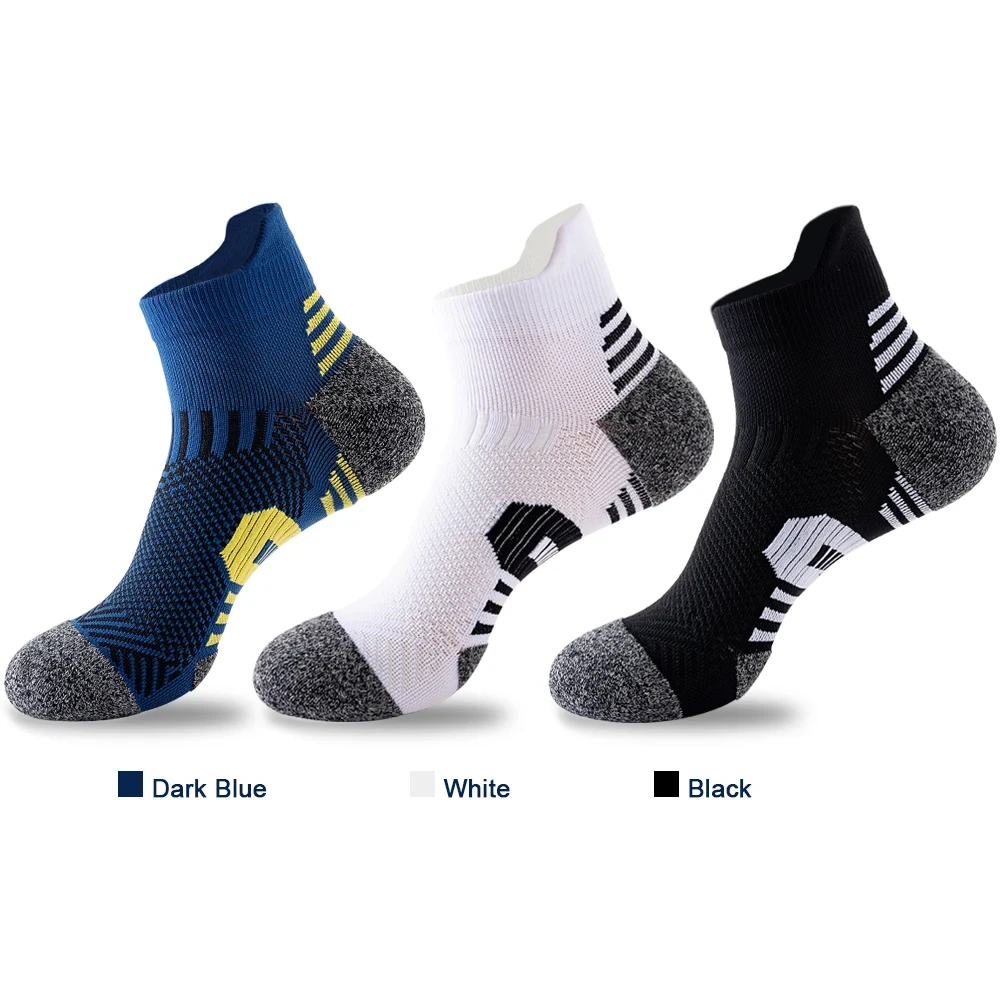 5 Pairs Men\'s Socks Thickened Towel Bottom Breathable Sports Socks Outdoor Running Basketball Socks Hiking Badminton Men\'s Socks