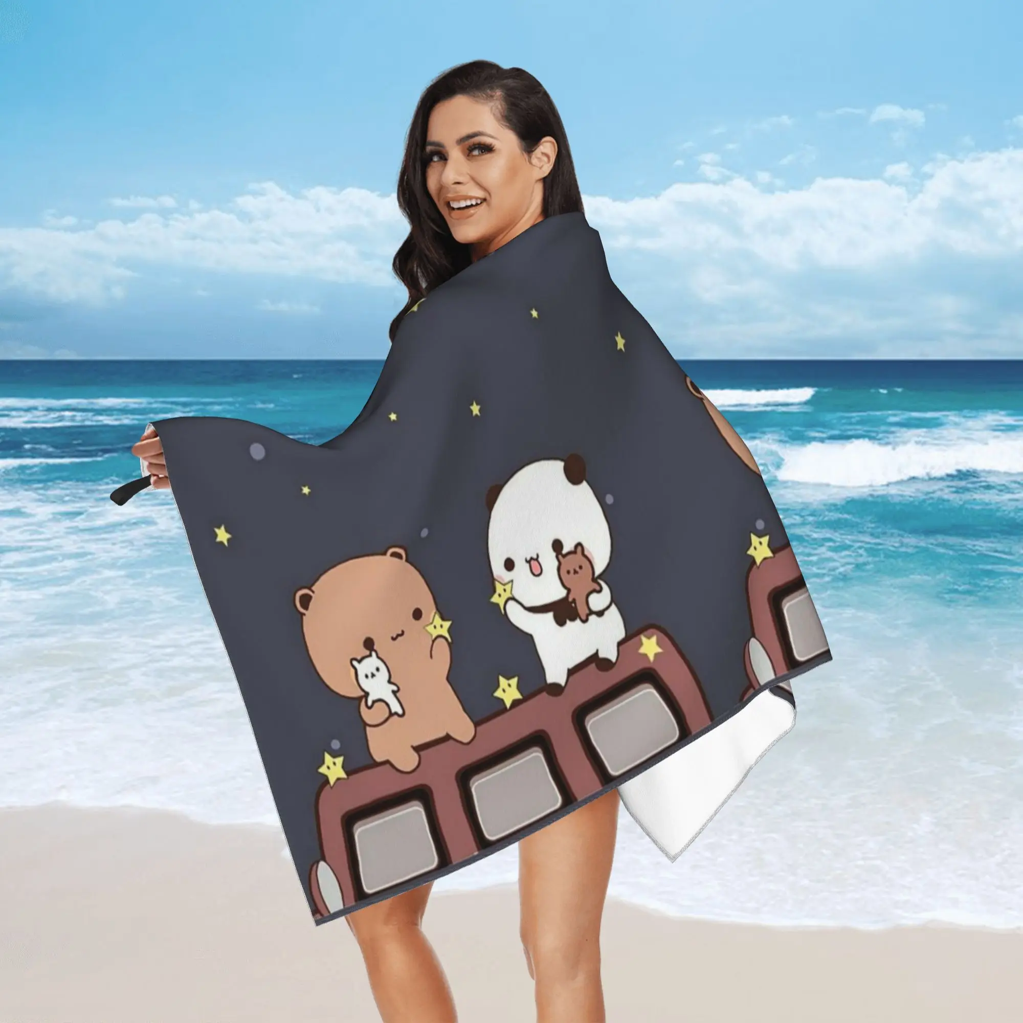 Bubu and Dudu Watching The Moon Togethe Beach Towel Soft Microfiber Quick Dry Absorbent Quick Towels For Pool