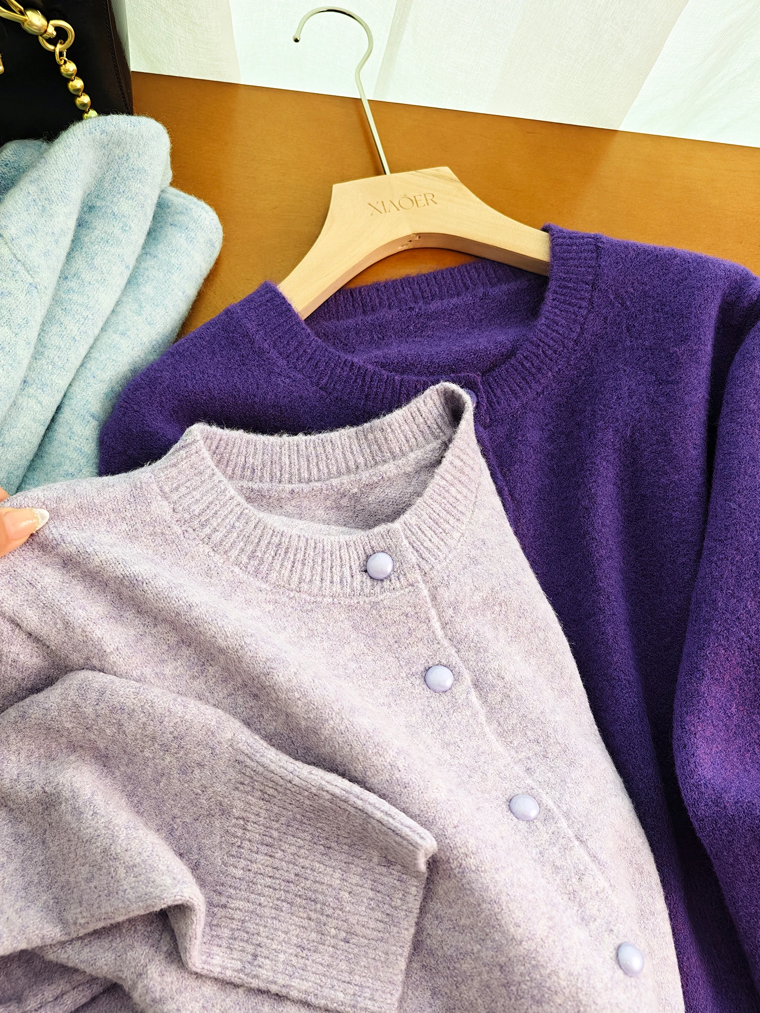 

Уютный утолщенный вязаный кардиган из смесовой шерсти свободного кроя с длинными рукавами и круглым вырезом для повседневной носки для женщин