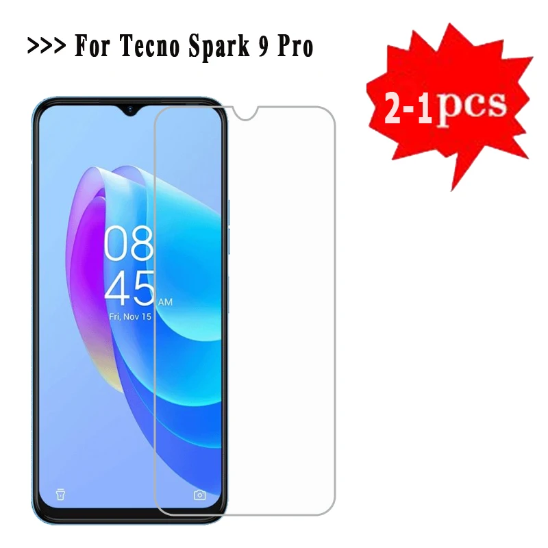 

2-1PCS Tempered Glass For Tecno Spark 9 Pro Protective Glass Screen Protector For Tecno Spark 9 Pro 9Pro Mobile Phone Film 6.6"