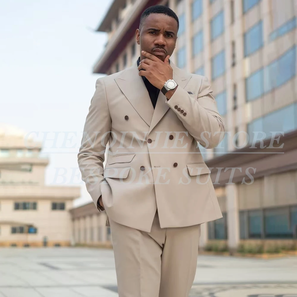 

Роскошные однотонные мужские костюмы, шикарные двубортные костюмы с острым лацканом, облегающая мужская одежда, элегантные свадебные наряды, костюм Homme