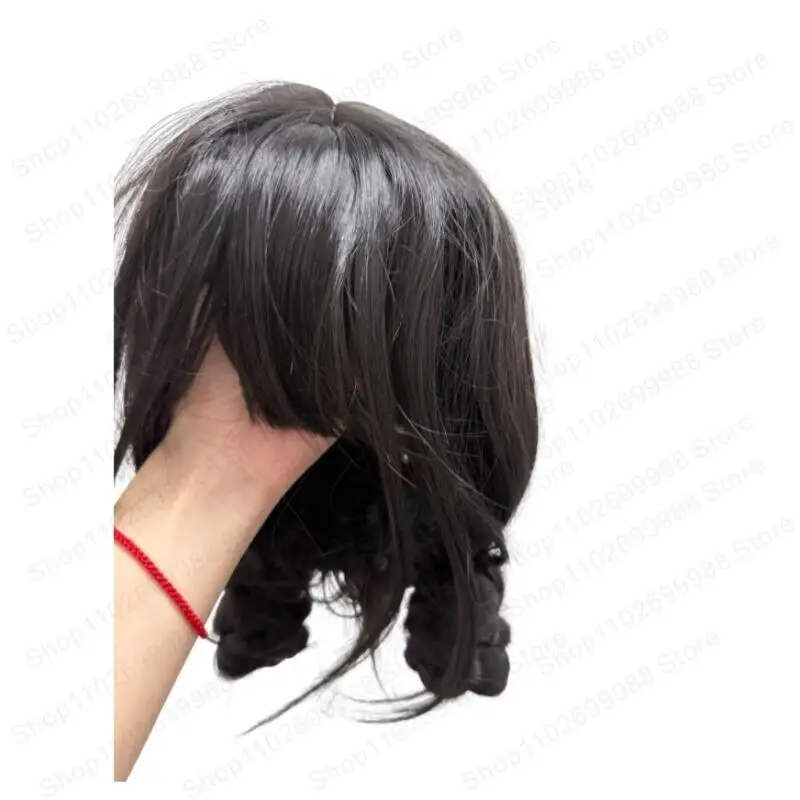 Pop Singer Purple Braid Wig Rose Red Long Synthetic Wig Black Double Bun Hairstyle Hair Halloween Cosplay Props