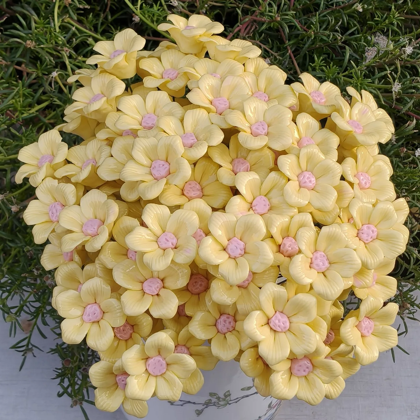 5 Stück Keramikblumen, handgefertigte Simulationsblumen für hohe Temperaturen, ländliche Wildblumen, kreative Geschenke, Heimdekoration – Detail 9