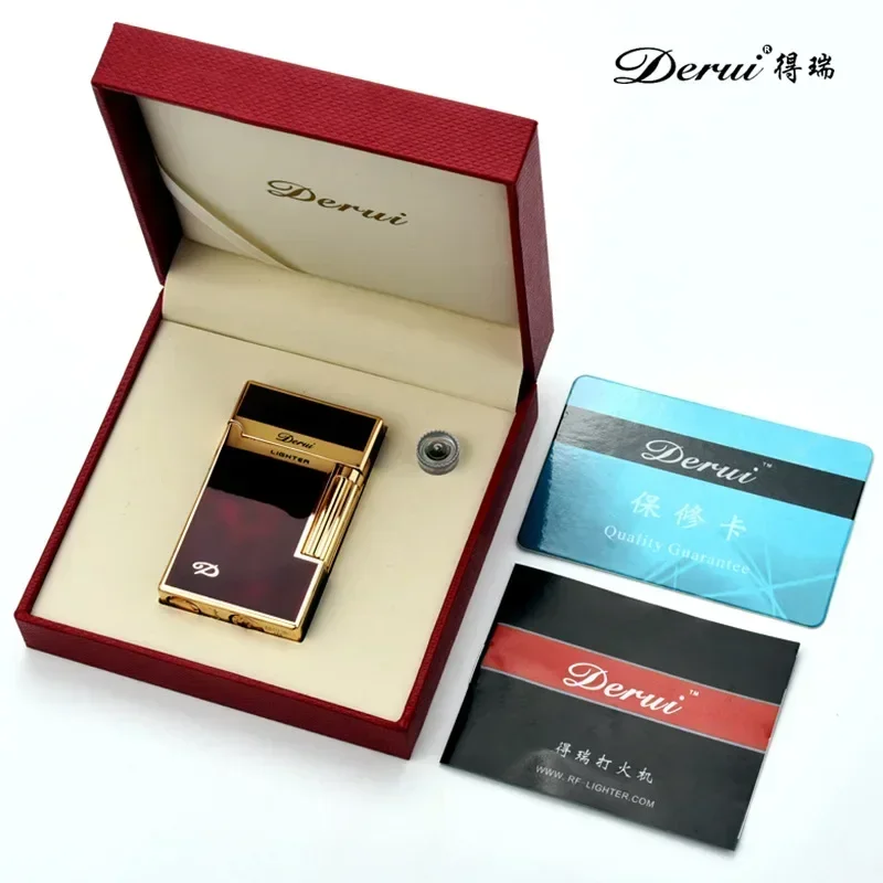 DERUI Metal Loud Voice Steel Sound Butane Gas Lighter Side Grinding Wheel Ignition High-end Lighters Smoking Accessories Gadgets