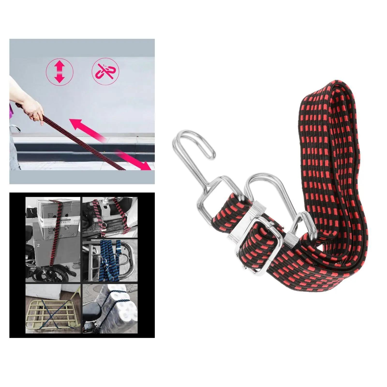 2-3pack Heavy Duty Elastic BUNGEE CORD Travel Luggage Strap with Hooks Red 2m