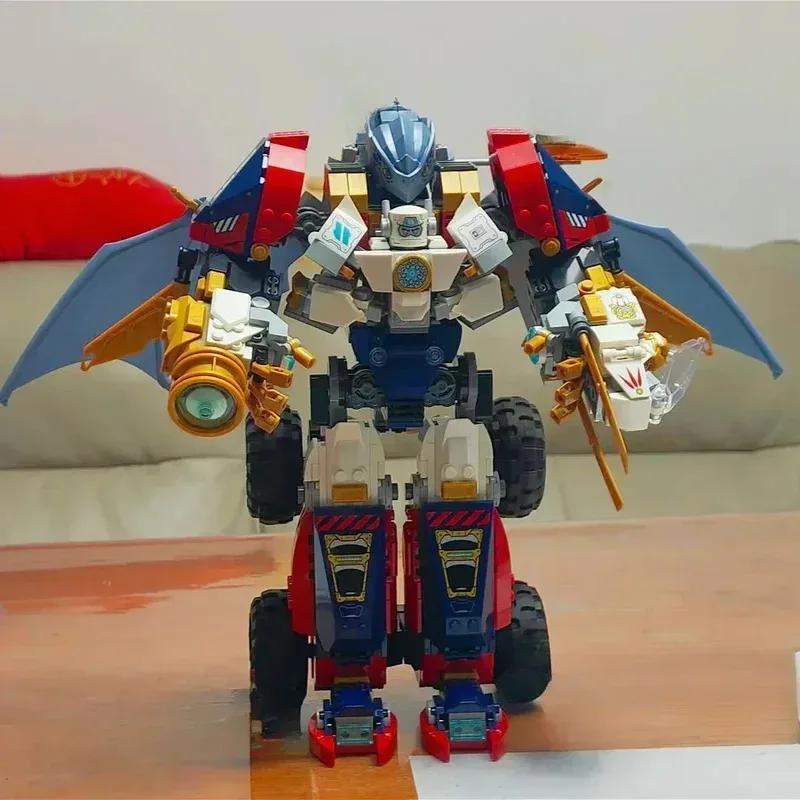 71834 Brinquedo Mecha de combinação de alta tecnologia, novo conjunto de brinquedos de bloco de construção 4 em 1, adequado para meninos e meninas de 9 anos, aniversário criativo