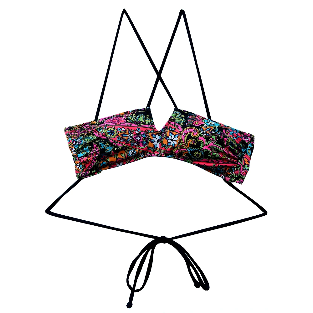 Women Swimwear Black Bikini TOPS Beachwear Tube Top Retro Bathing Suits Swimming Wear for Womens Summer Top De Plus Size