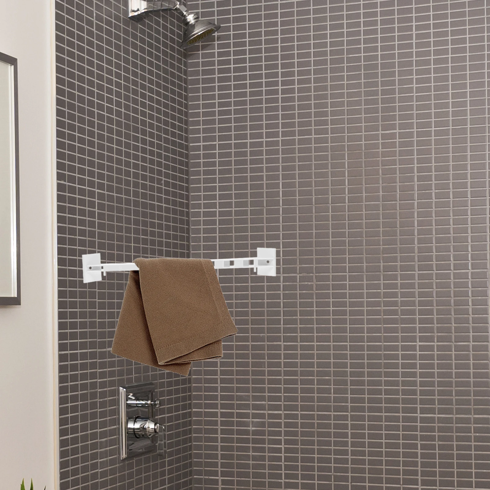 

s Retractable Corner Guardrail RV Bathroom White Plastic Storage Rod Adjustable Camper Accessories Bath ganize Supply