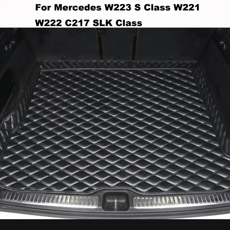 Hochwertige Kofferraummatte aus Kunstleder für Mercedes W223 S-Klasse W221 W222 C217 SLK-Klasse Autozubehör Teppich